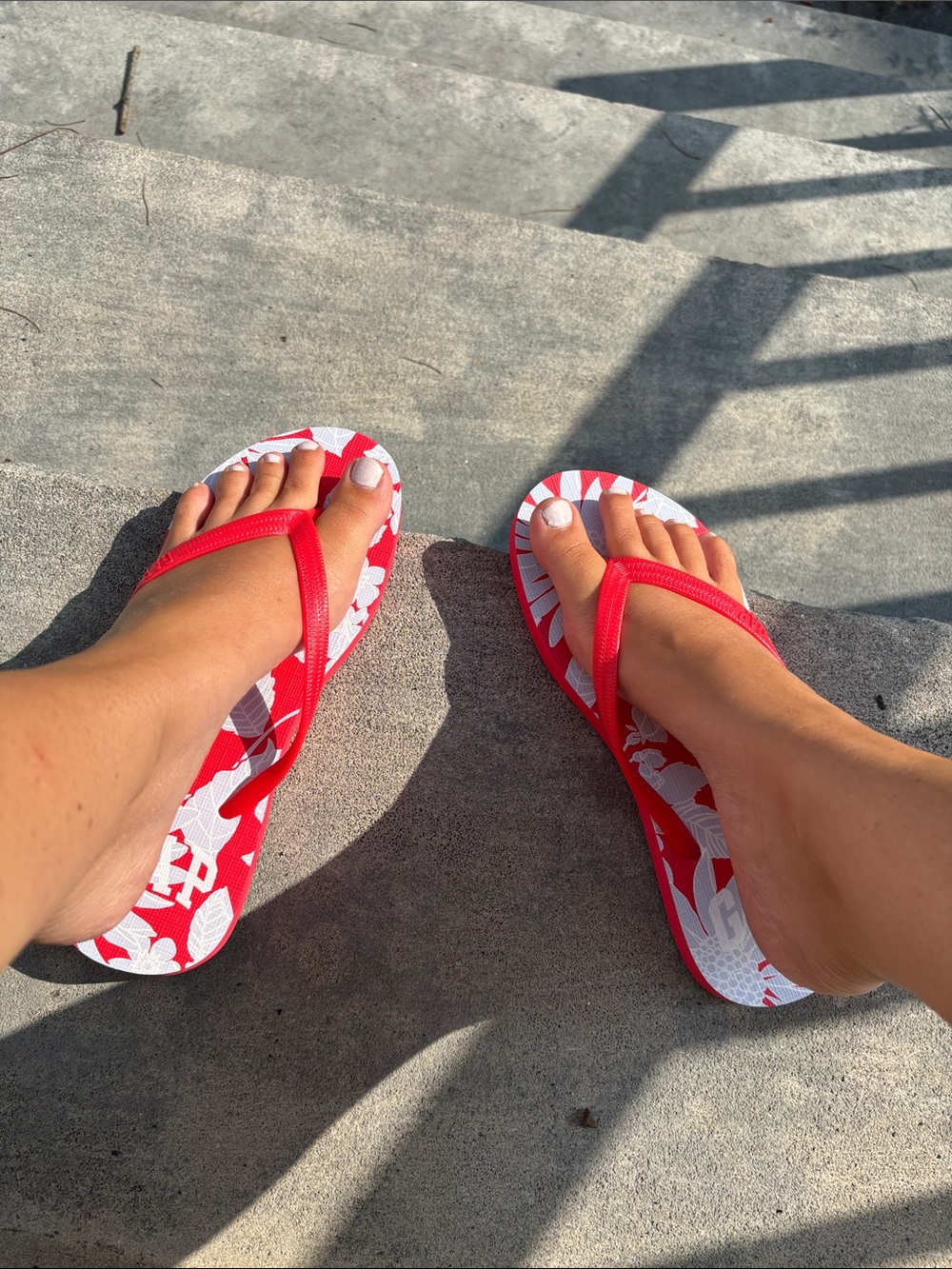 Red & White Flip Flop Sandals